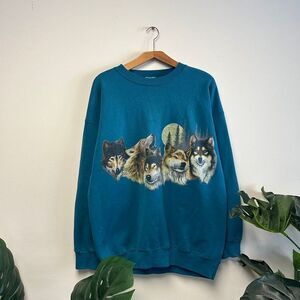 Vintage 1992 Wolf Pack Nature Animal Crewneck